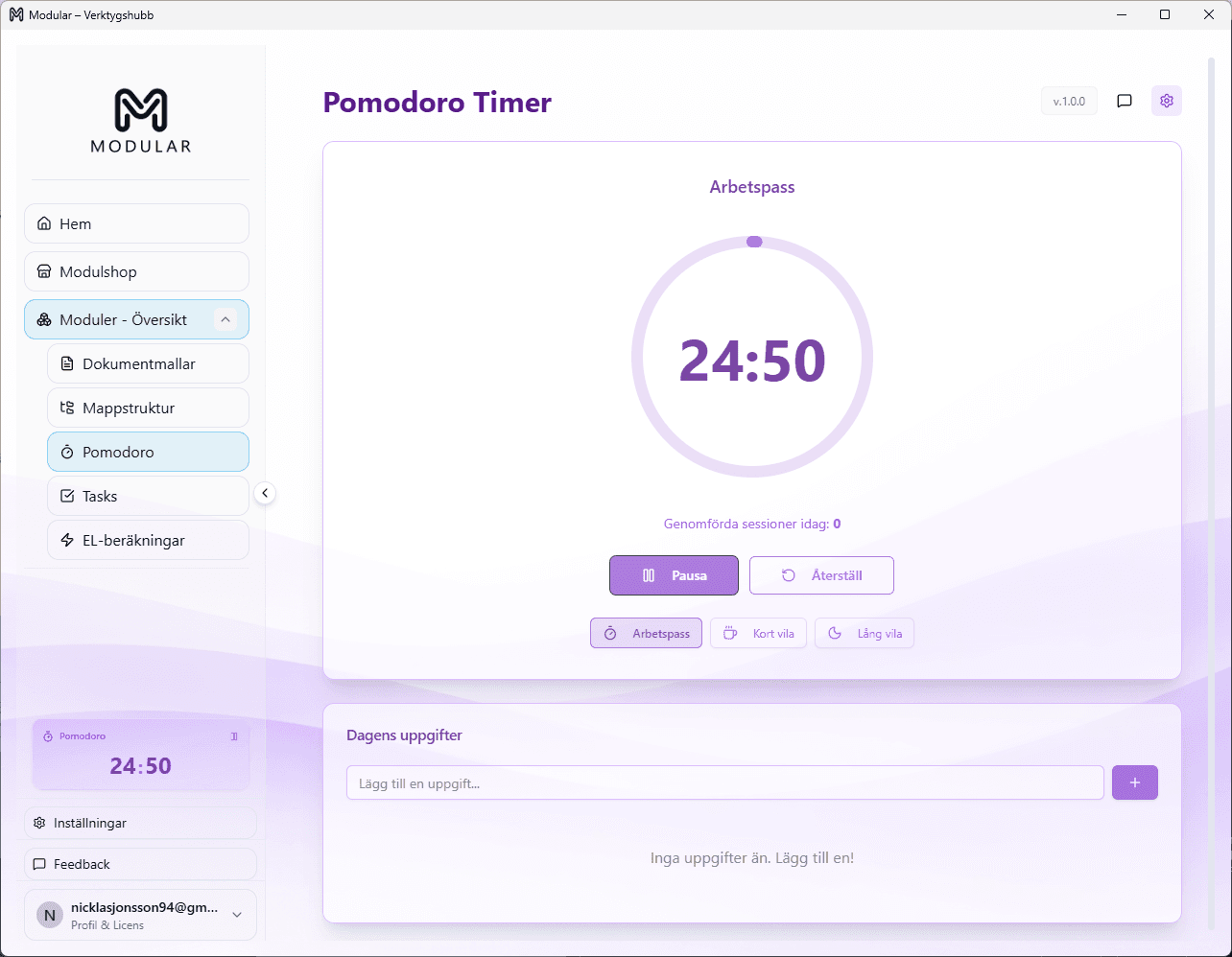 Pomodoro Timer skärmdump